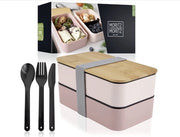 Bento Box per bambini in rosa, perfetta scatola per pranzo per bambini e adulti, contenitore per pane con scomparti, ideale per lavoro, scuola e viaggio