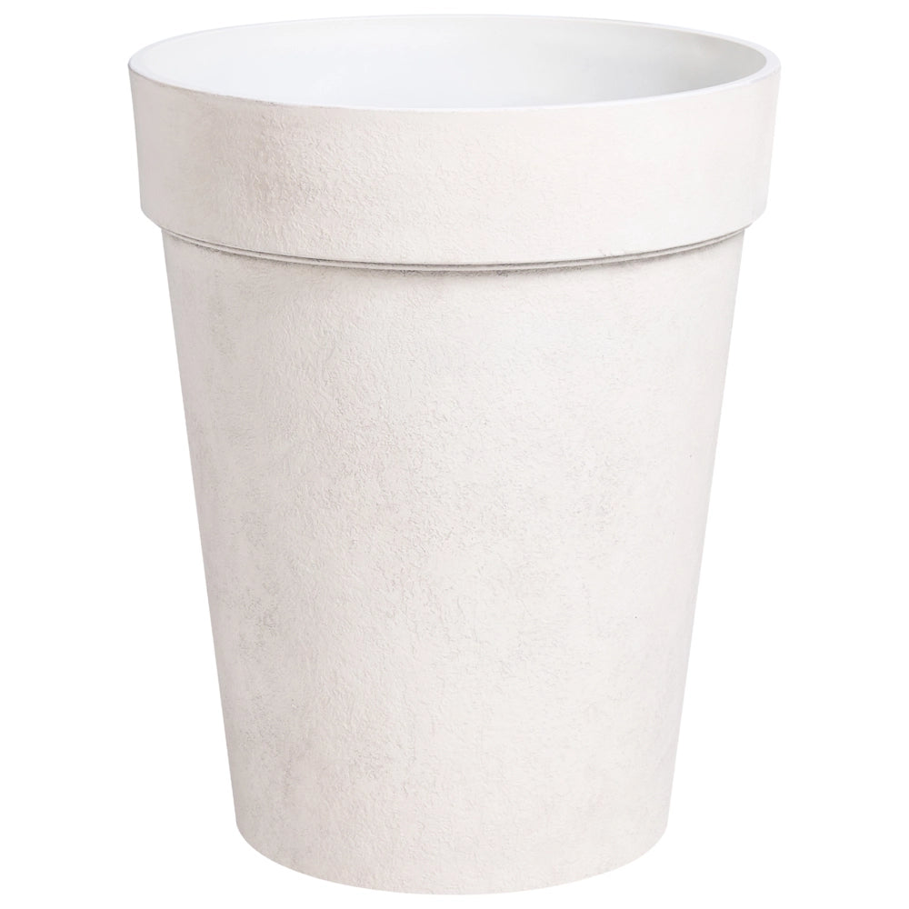 Set di 2 vasi da giardino grandi in materiale sintetico con effetto a coste per terrazzo, colore beige