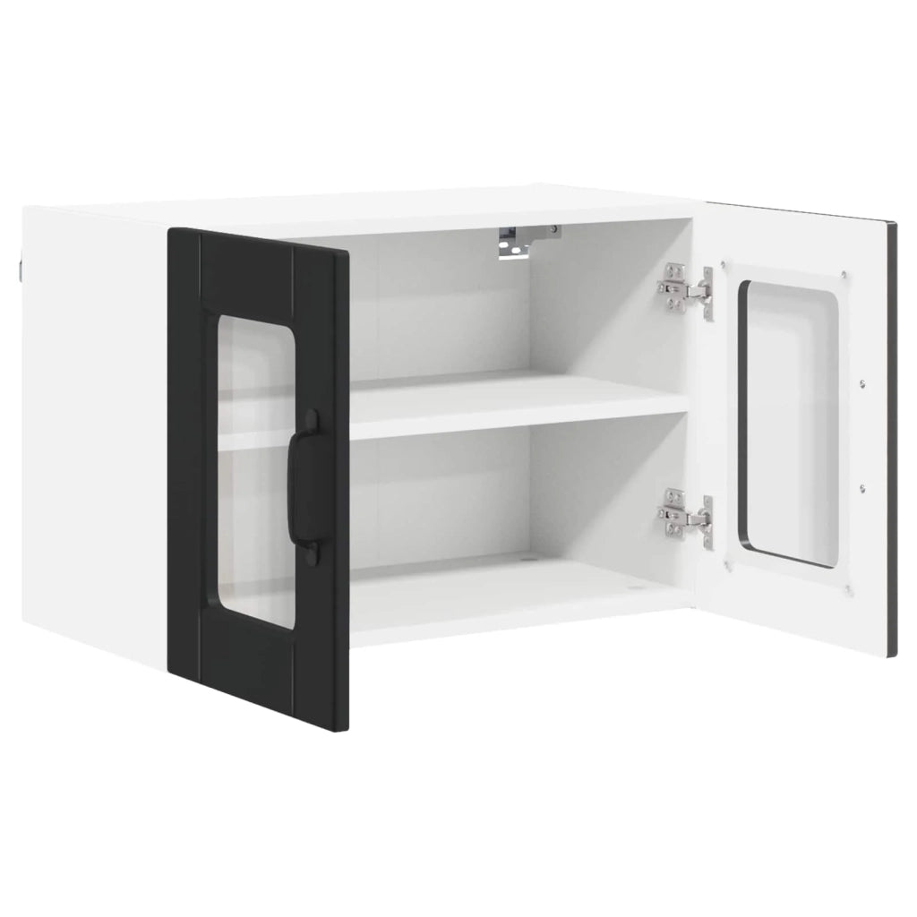 Set di 2 pensili da cucina moderni con 4 ripiani 60 x 31 x 40 cm in legno composito nero 02_0054312