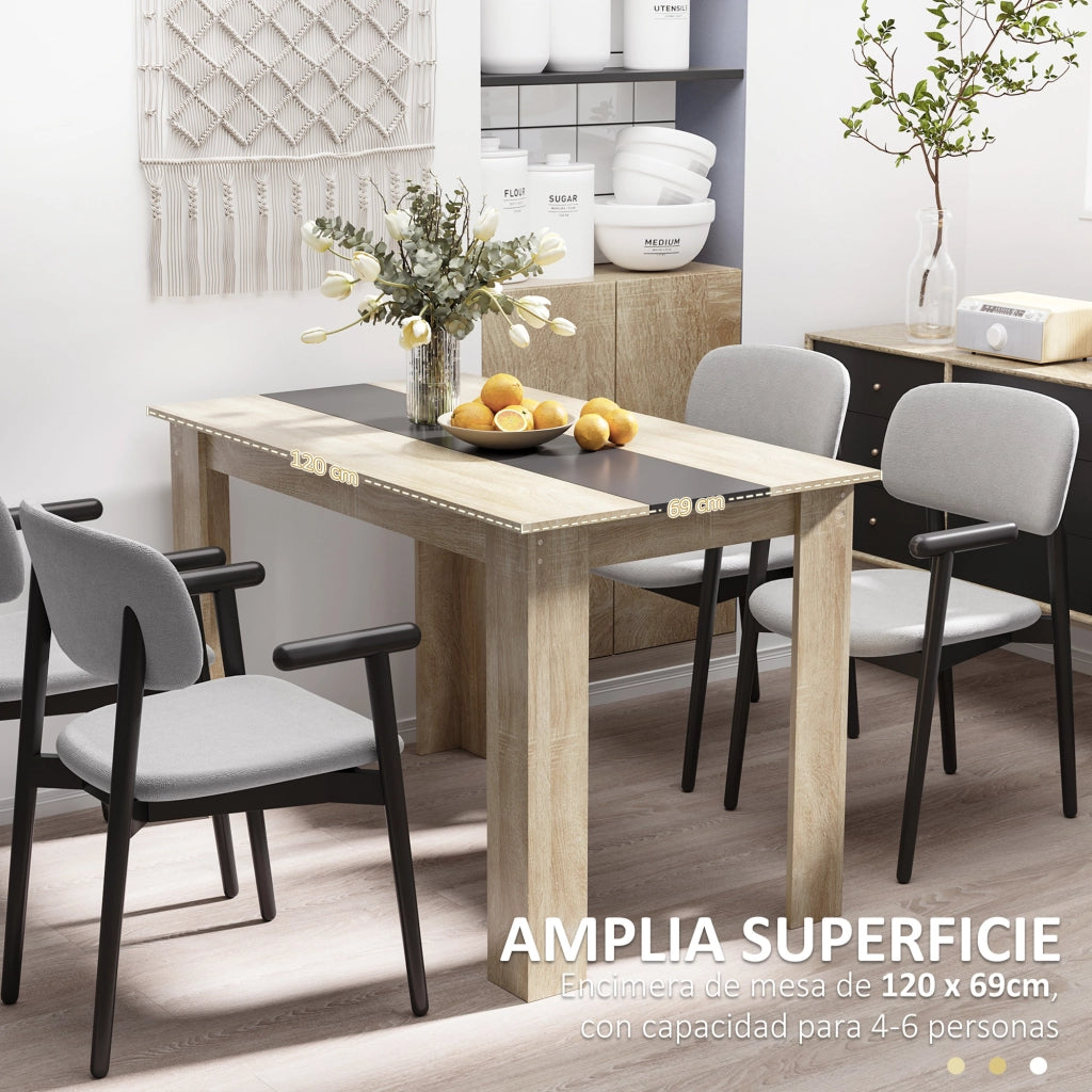Tavolo da Pranzo Allungabile Moderno ¨C Zephmum ¨C Rovere e Nero 120x69x75 cm