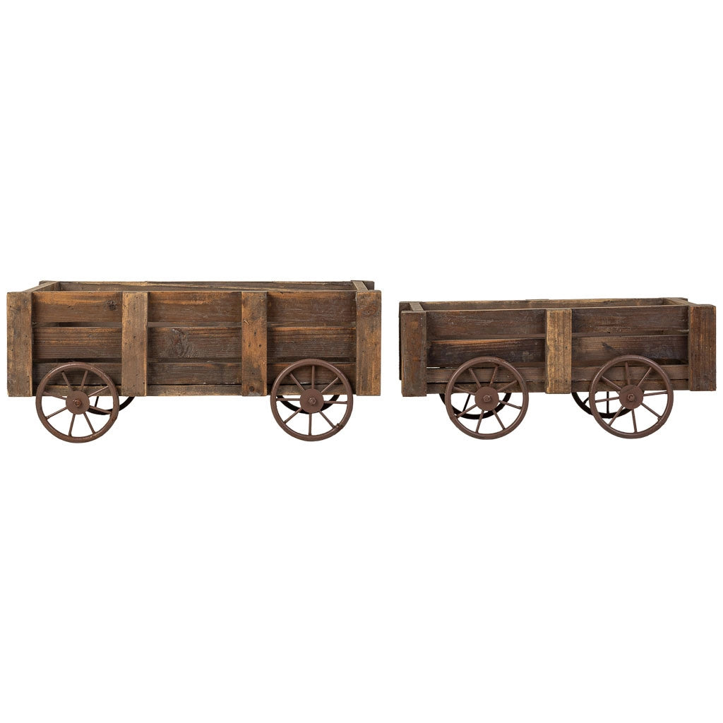 Set 2 cassette legno marrone 53x31,5x22-44x23,5x19h cm