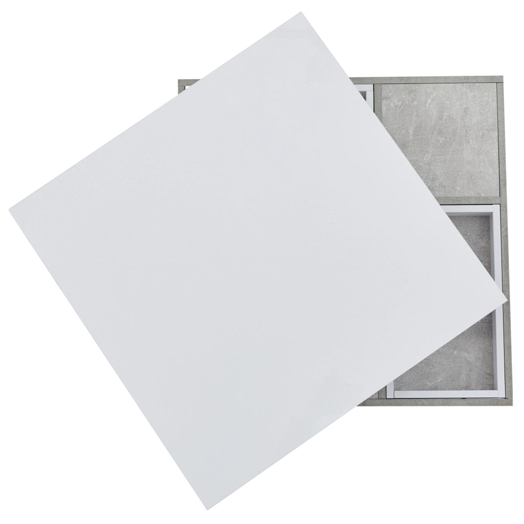 Tavolino da caff猫 70x70x36 cm; girevole 360掳 con vano contenitore; pannello truciolare bianco