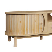 Mobile TV con Ante Scorrevoli e 2 Cassetti in Rattan; Stile Country; in MDF; 165??37??46 cm; Naturale