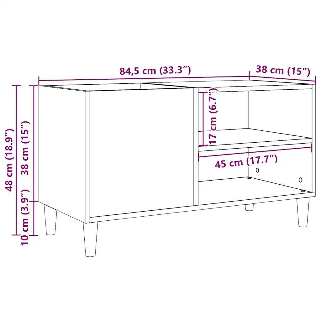 vidaXL Mobile Porta Dischi Legno Antico 84,5x38x48cm Legno Multistrato