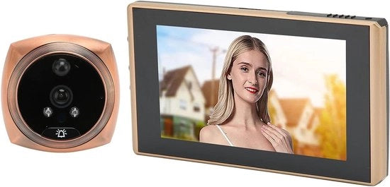 Deurbelloreiniger con Camera 4,5 Pollici Display 1080P Telecamera Notturna e Sensore di Movimento per Uso Domestico - Giallo Oro