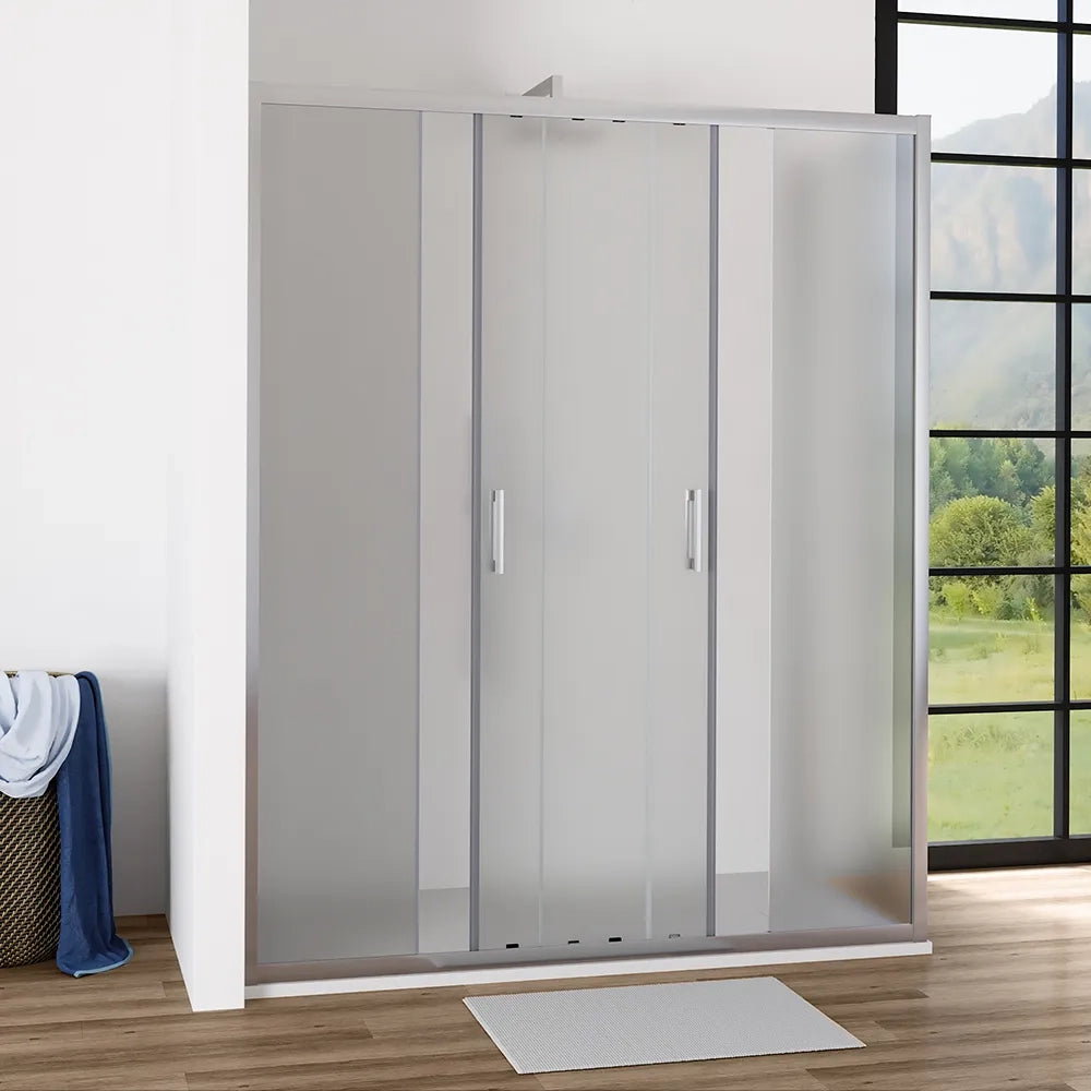 Box doccia angolare 80x160 cm vetro 6mm opaco apertura 2 ante scorrevoli | Favignana