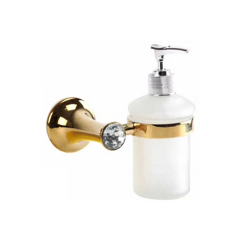 Trade Shop - Dispenser Porta Sapone Liquido Supporto Bagno Muro Casa Dorato Oro Dgo-103 -