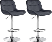 Set di 2 sgabelli da bar Vonore in velluto nero,cromo
