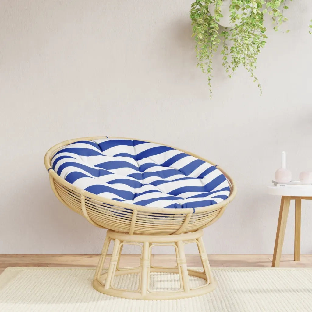 Cuscino Rotondo Righe Blu Bianche Ø 100x11 cm in Tessuto Oxford 361977