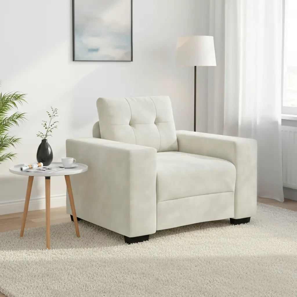 Divano Sedia-Poltrona-Sofa Relax Crema 60 cm Velluto 686983