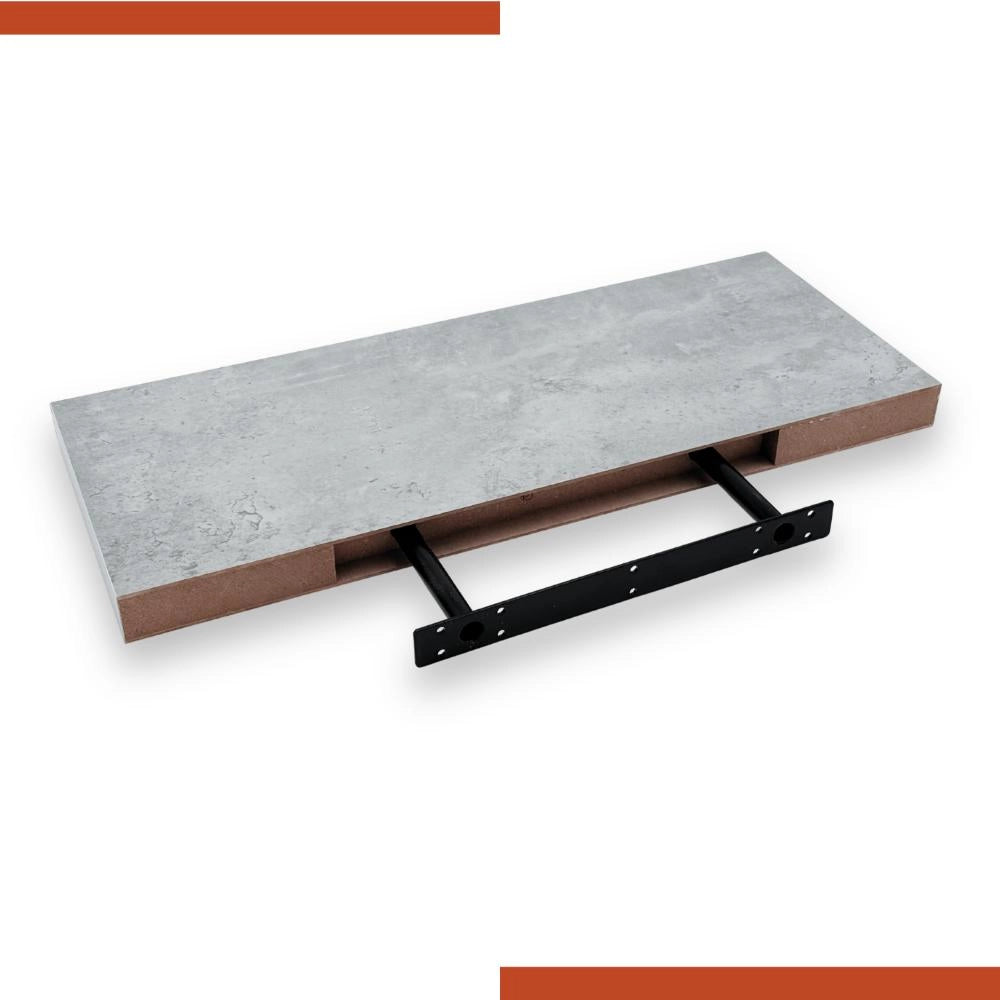 Mensola da muro in Legno MDF con staffe a scomparsa 80x23x3,8 cm Colore Cemento