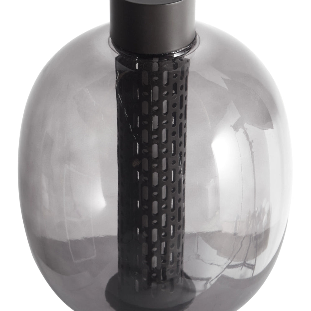Lampada da tavolo a LED in alluminio con paralume in vetro nero senza fili stile moderno