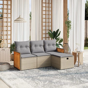 Set Divano da Giardino 4 pz con Cuscini-Sofa da Giardino-Divanetto da esterno Beige Misto Polyrattan 891264