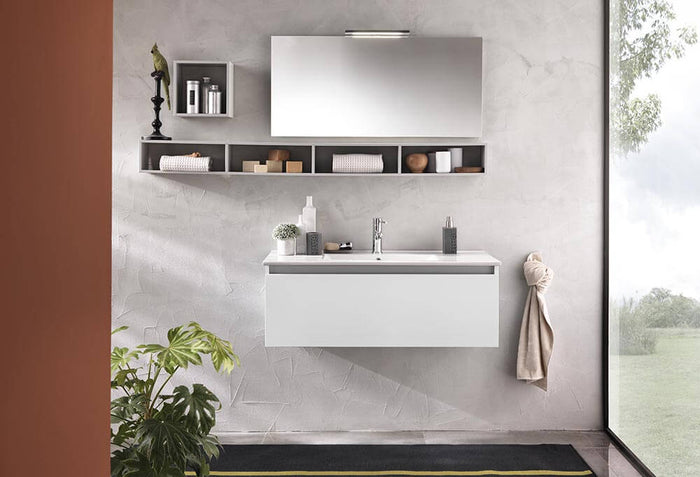 Mobile da Bagno sospeso Ibiza 19 Bianco Opaco Laccato TFT