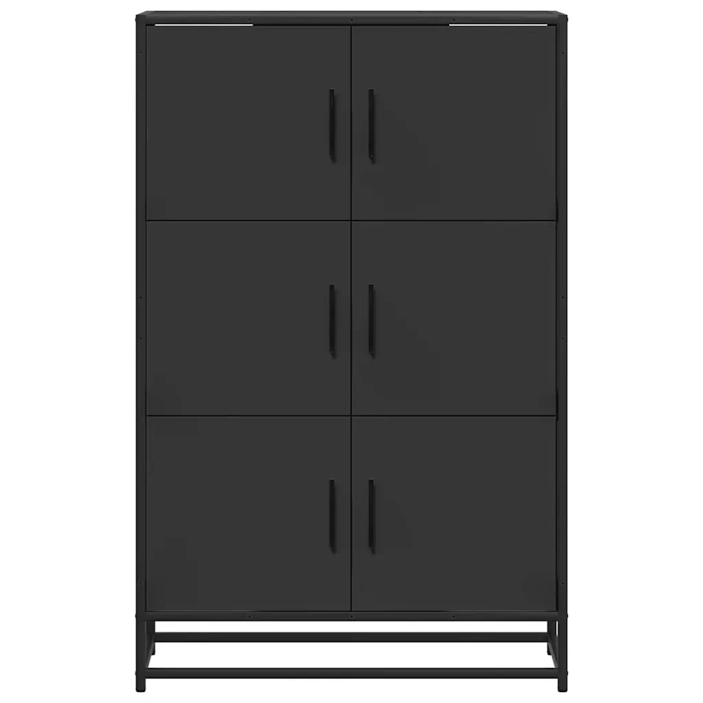 Credenza Nera 68x35x106,5 cm Legno Multistrato Metallo 849069