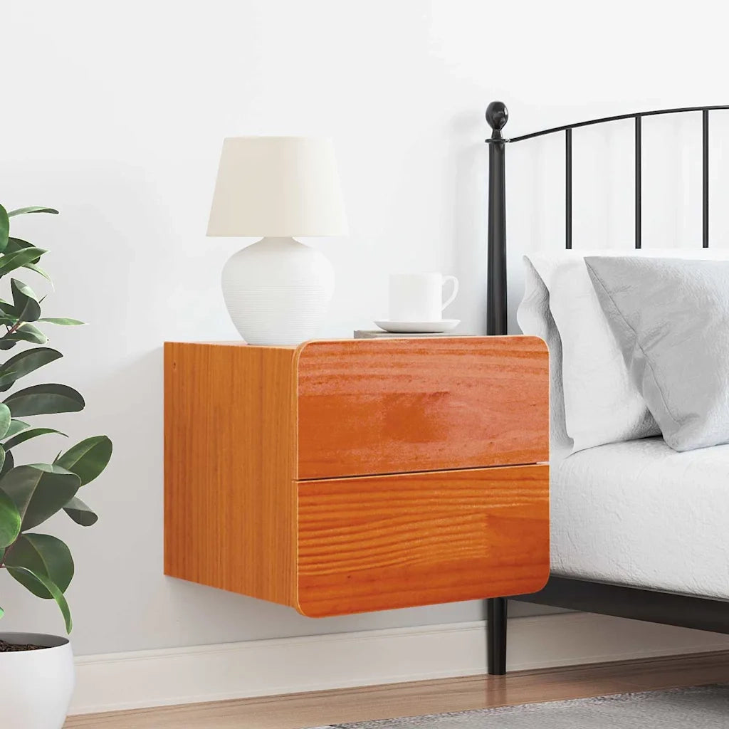 vidaXL Comodino Cera marrone 39 x 34 x 33 cm Legno di pino massello