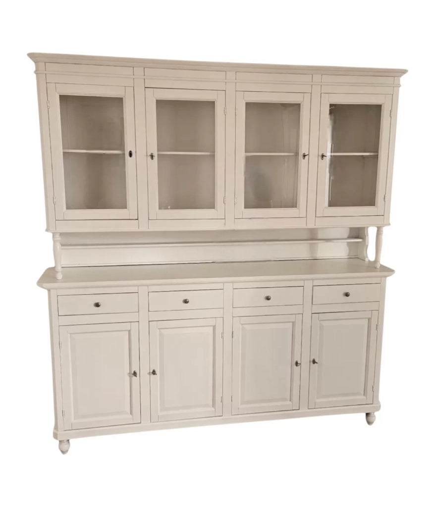 Cristalliera arte povera 4 porte legno shabby avorio 196x43x208h (736) - Mobili 2G