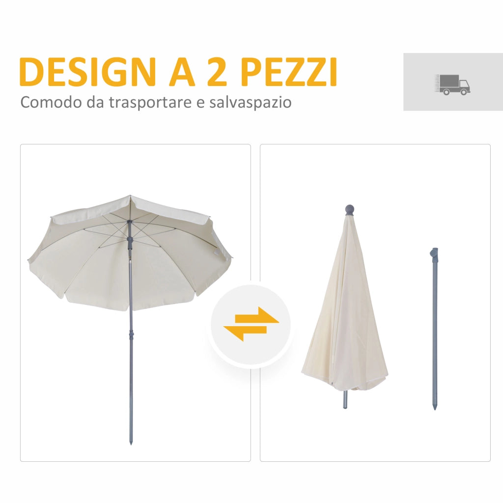 Ombrellone da Giardino Portatile 2x2.3 m ¨C zephmum ¨C Crema Metallo Poliestere