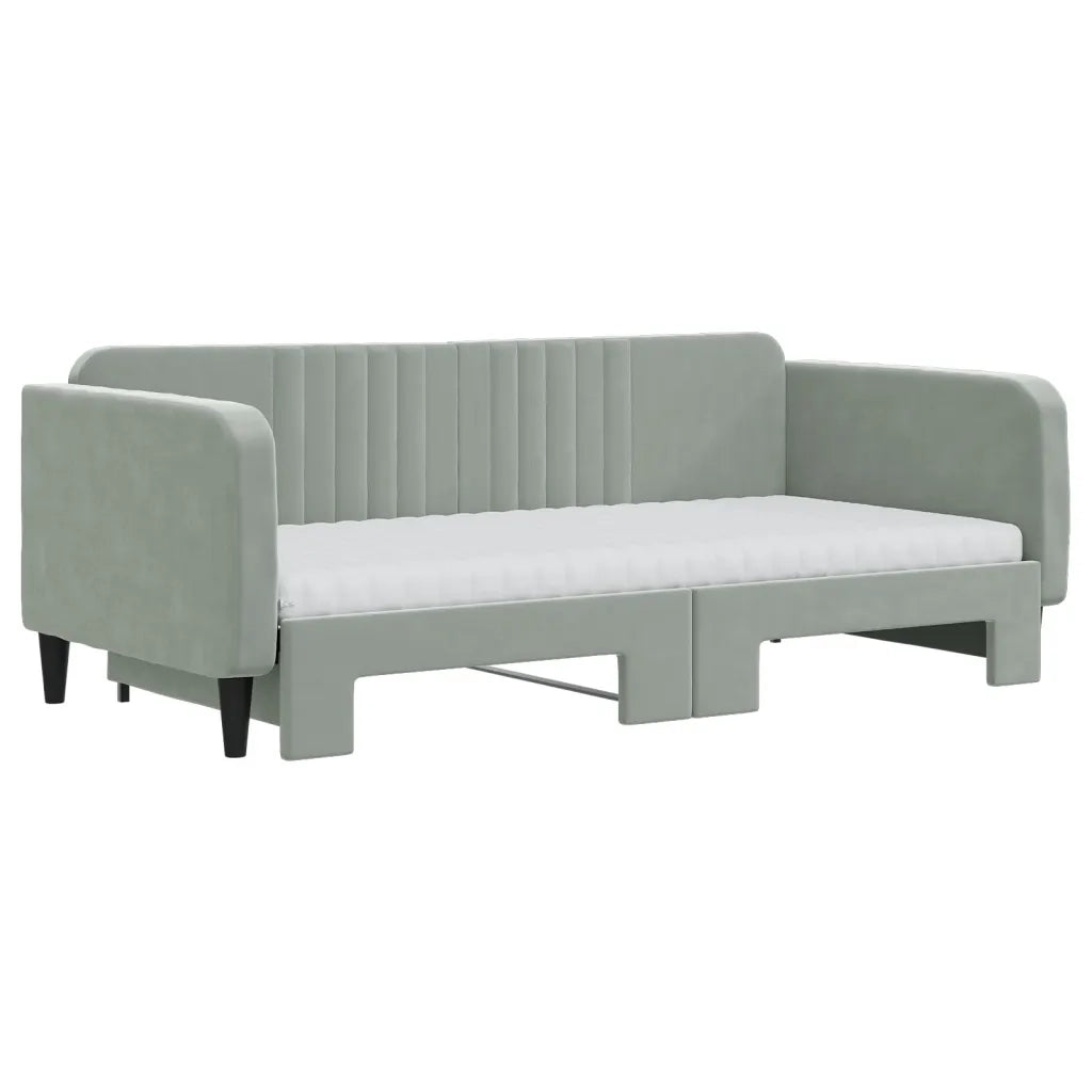 Divano Letto Estraibile Materassi Grigio Chiaro 90x190 Velluto 3197100