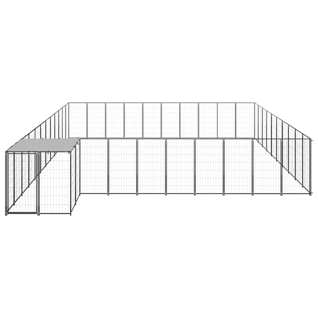 Recinto per animali da esterno per cani 31,46 m² acciaio nero 02_0000523