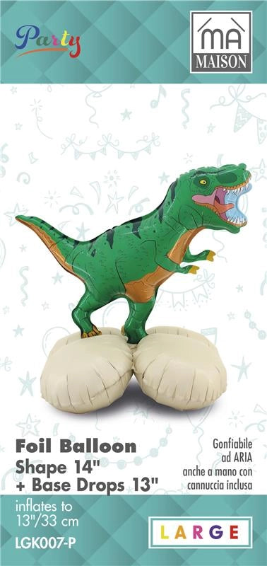 MA MAISON MYLAR PALLONCINO "DINOSAURO" + BASE 33X13 CM CANNUCCIA INCLUSA