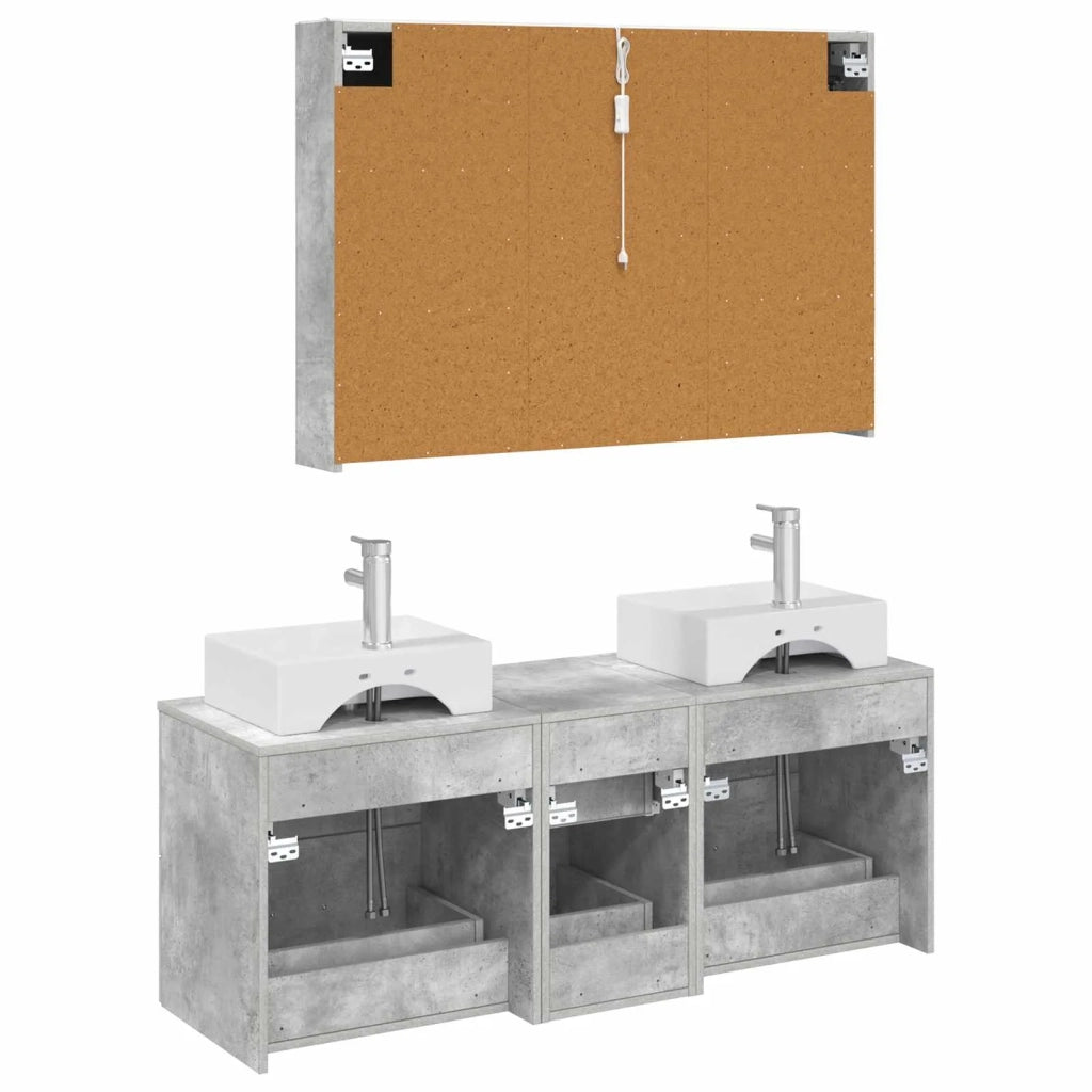 Set di mobili per il bagno 4 pcs Grigio Cemento 3406826