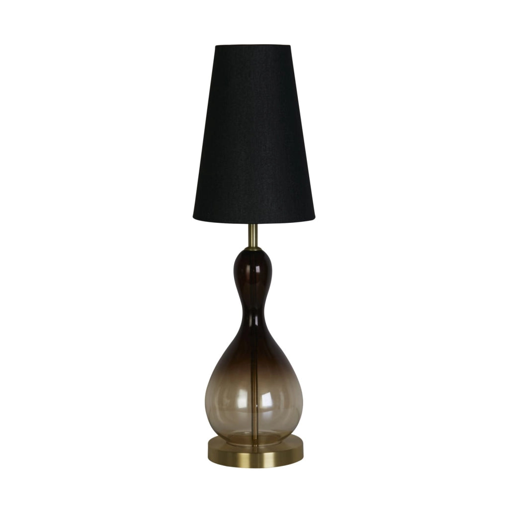 Lampada da tavolo Marakesh 1Lt in ottone satinato, metallo, vetro sfumato nero