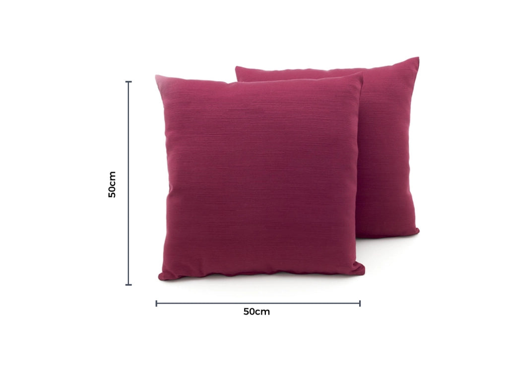 Coppia Cuscini Arredo Imbottiti Tessuto Ottoman In Tinta Unita Bordeaux 06 - 50x50 - Bordeaux 06