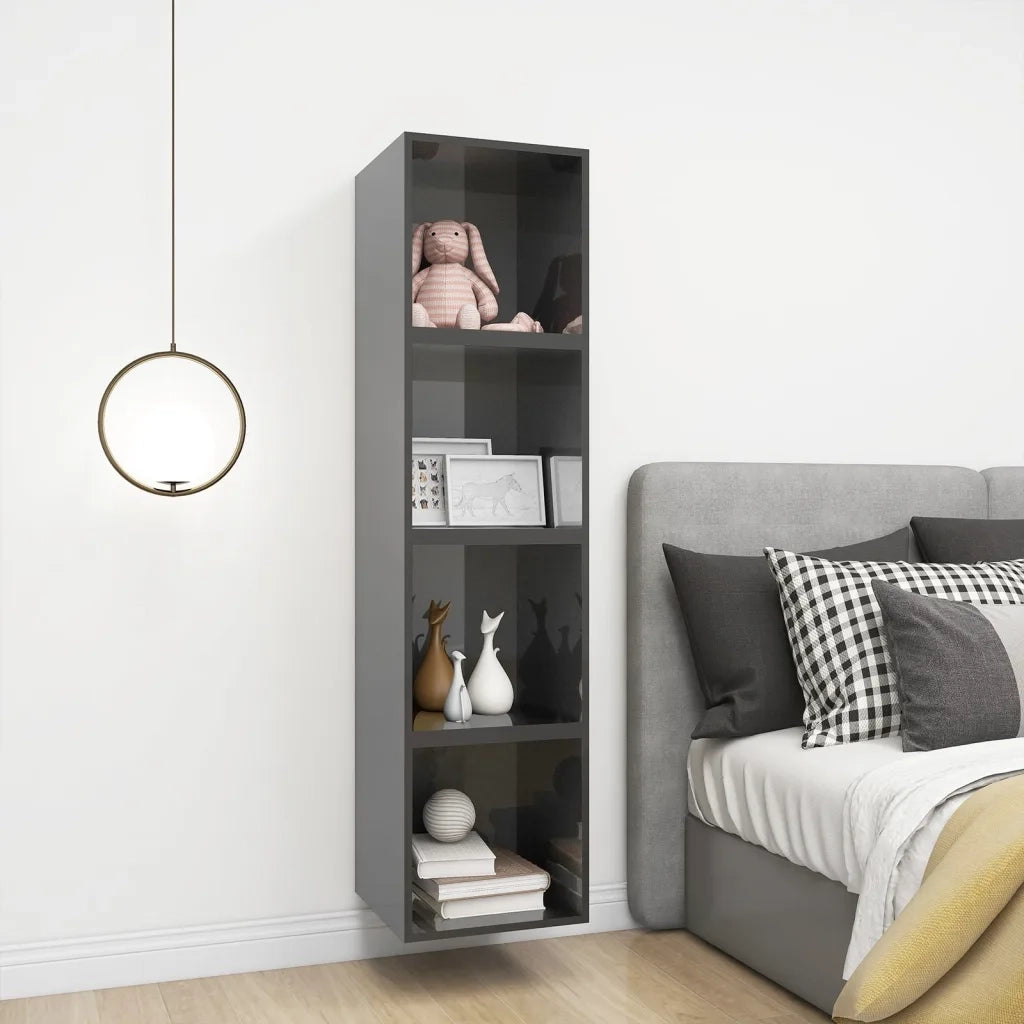 Mobile a Muro Grigio Lucido 37x37x37 cm in Legno Multistrato 805468
