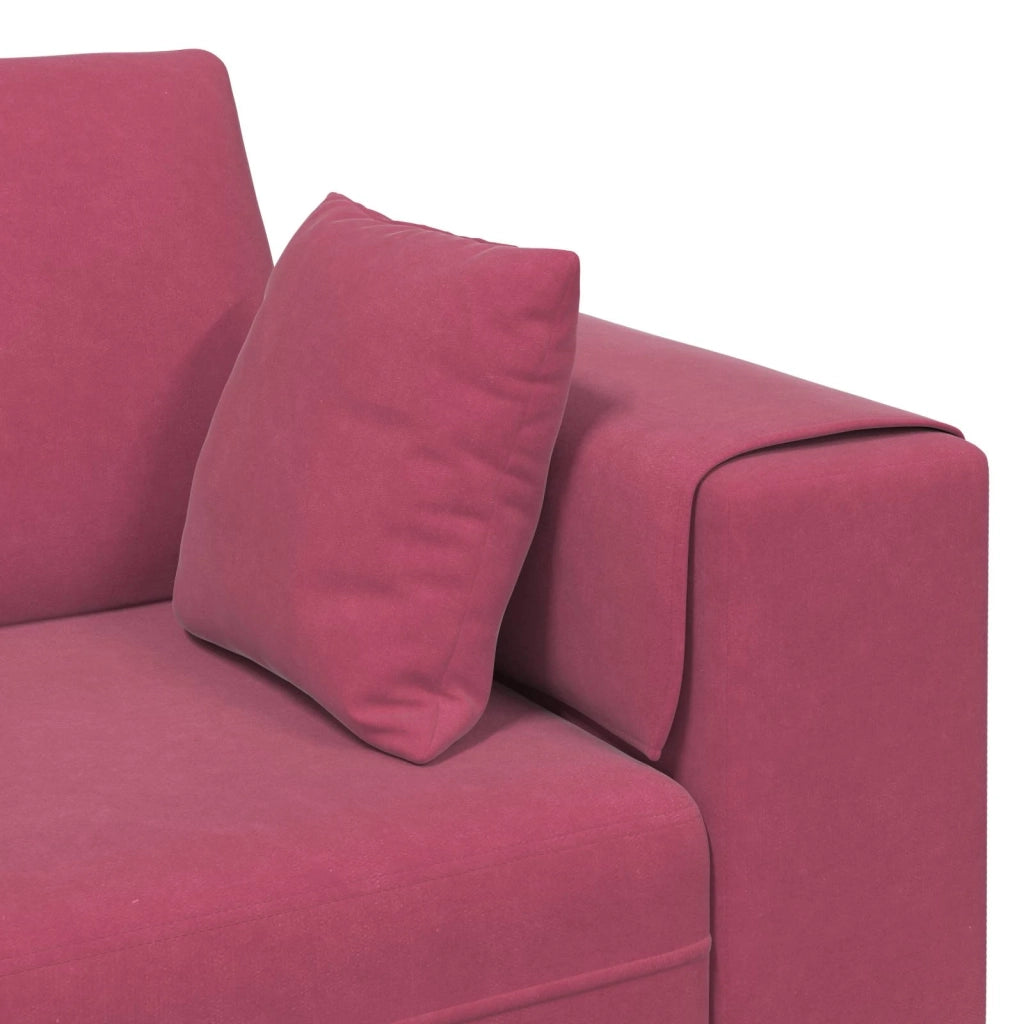 Divano 3 pcs Rosso Vino 250 x 188 x 76 cm Velluto 3335176