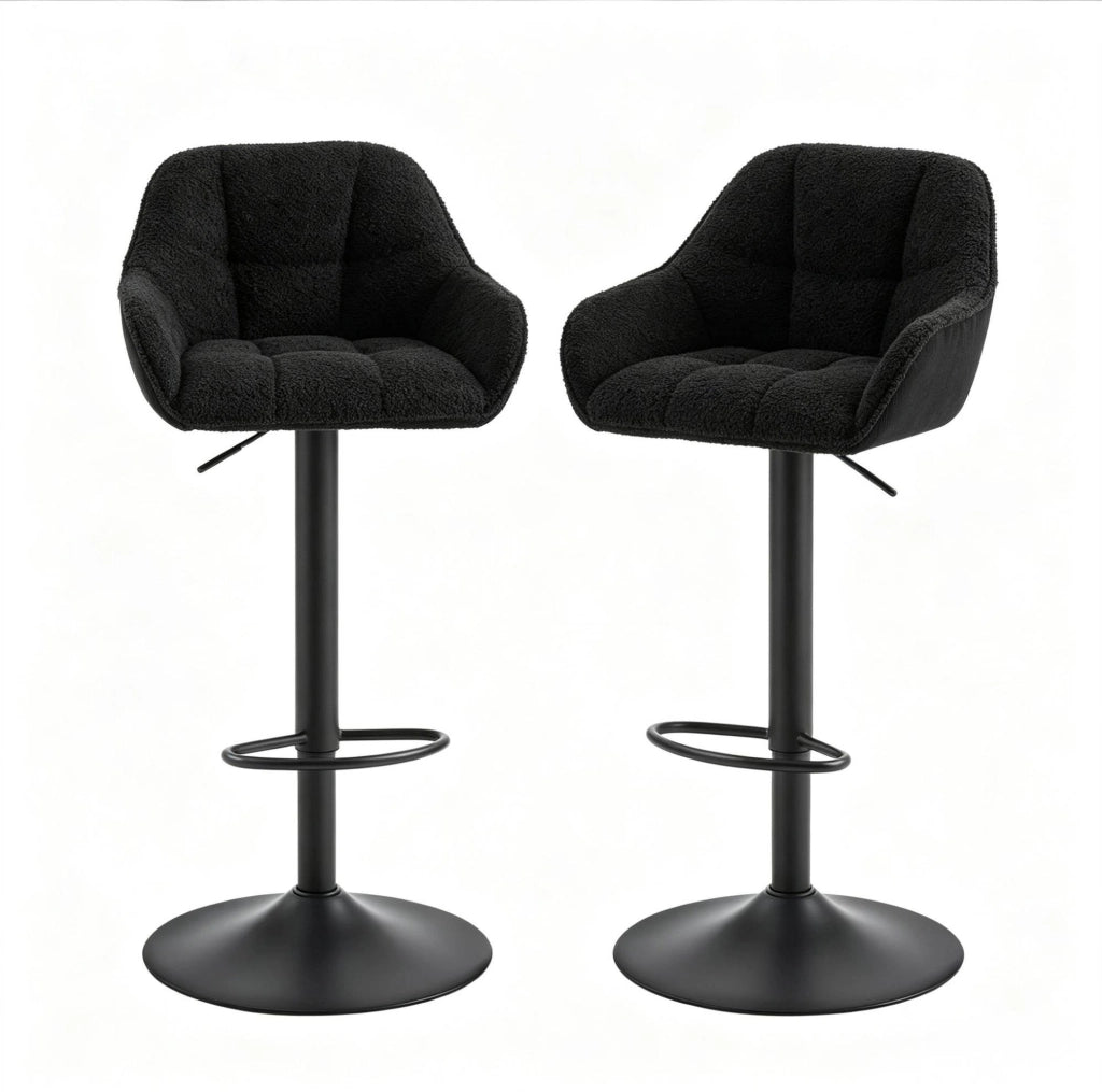 Sgabelli da bar 52 cm neri – girevoli e regolabili in altezza, set da 2