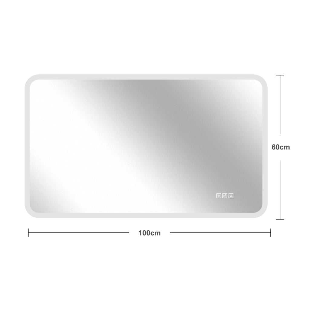 Specchio LED da bagno 60x100 cm con bordo satinato, anti-appannamento, 3 tonalità luce, dimmerabile