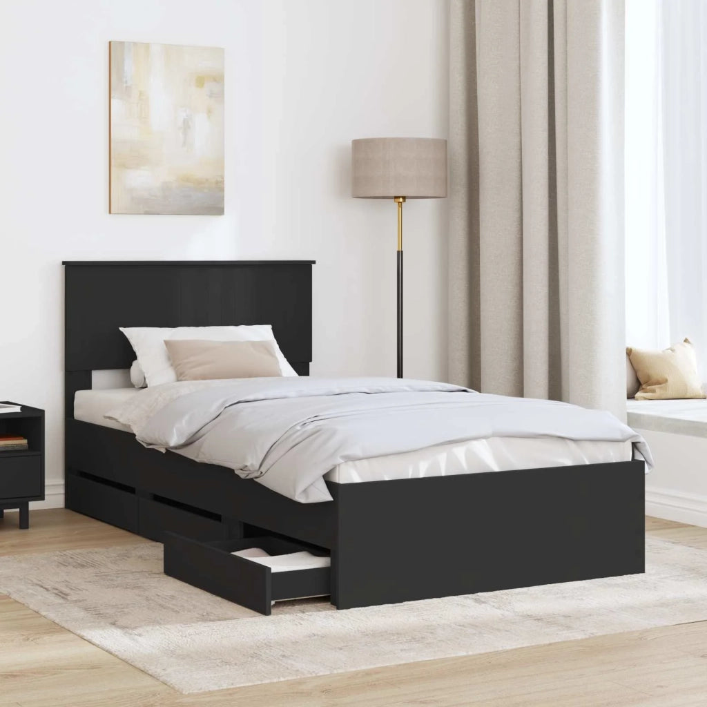 Struttura del letto Nero 100 x 200 cm Legno Ingegnerizzato