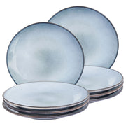 Set di 8 piatti grandi in gres caolino fatto a mano con smalto reattivo azzurro Cucina Sala da pranzo