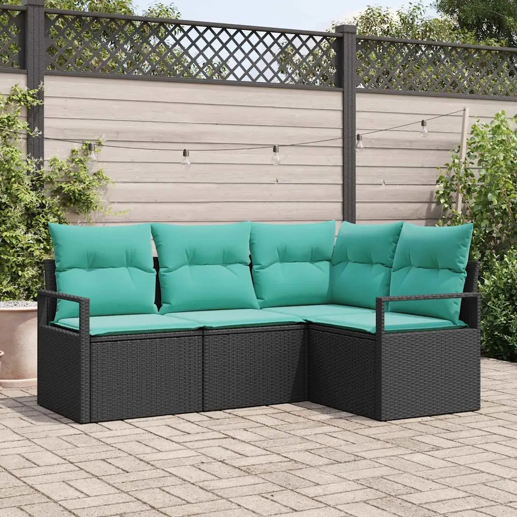 Set di divani 4 pcs Nero polyrattan