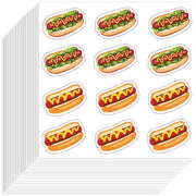 Sticker Decorativi Autoadesivi 20 pezzi - Sticker Autoadesivi Decorativi - Sticker Resistenti all'Acqua e ai Alimenti - Sticker per Scrapbook - Disegno Hot Dog - Dimensioni 90 x 90 mm - Sticker Decorativi
