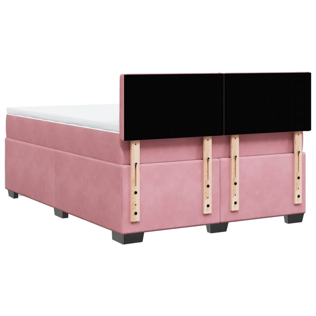 Giroletto a Molle con Materasso Rosa Scuro 140x200cm in Velluto