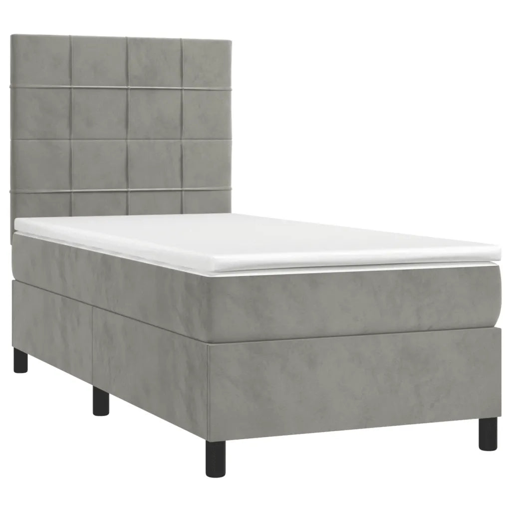 Giroletto a Molle con Materasso Grigio Chiaro 90x200 cm Vellutocod mxl 123754
