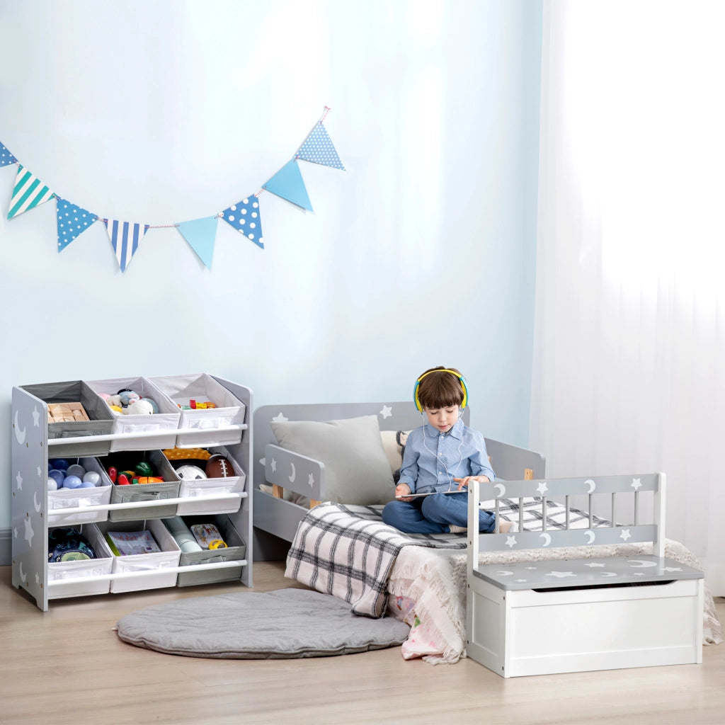 Cassettiera per Bambini con 9 Cestini ¨C zephmum ¨C Grigio e Bianco 63x30x60cm