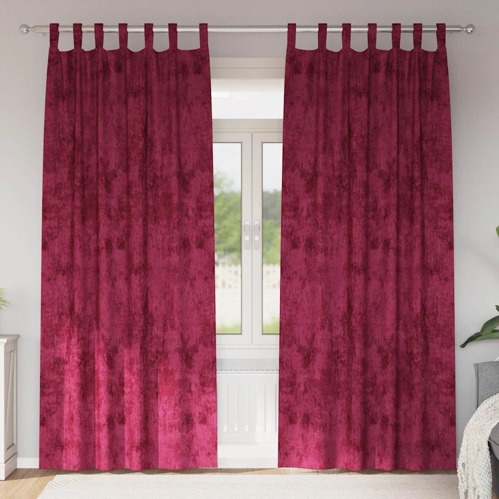 Tende in Velluto 2 pz Rosso vino 260 x 140 cm Velluto