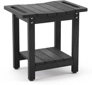 Douchetta HDPS con sgabello per rasatura gambe, sedile acqua resistente per la doccia, resistente all'usura, antiscivolo, maniglie, per uso interno ed esterno, nero