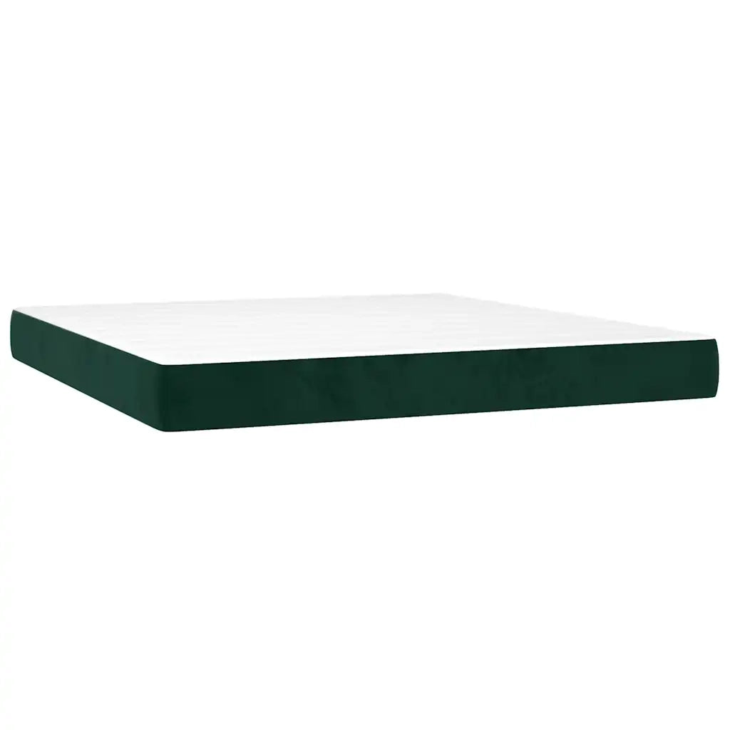 Letto a Molle con Materasso e LED Verde Scuro 180x200cm Velluto 3136320
