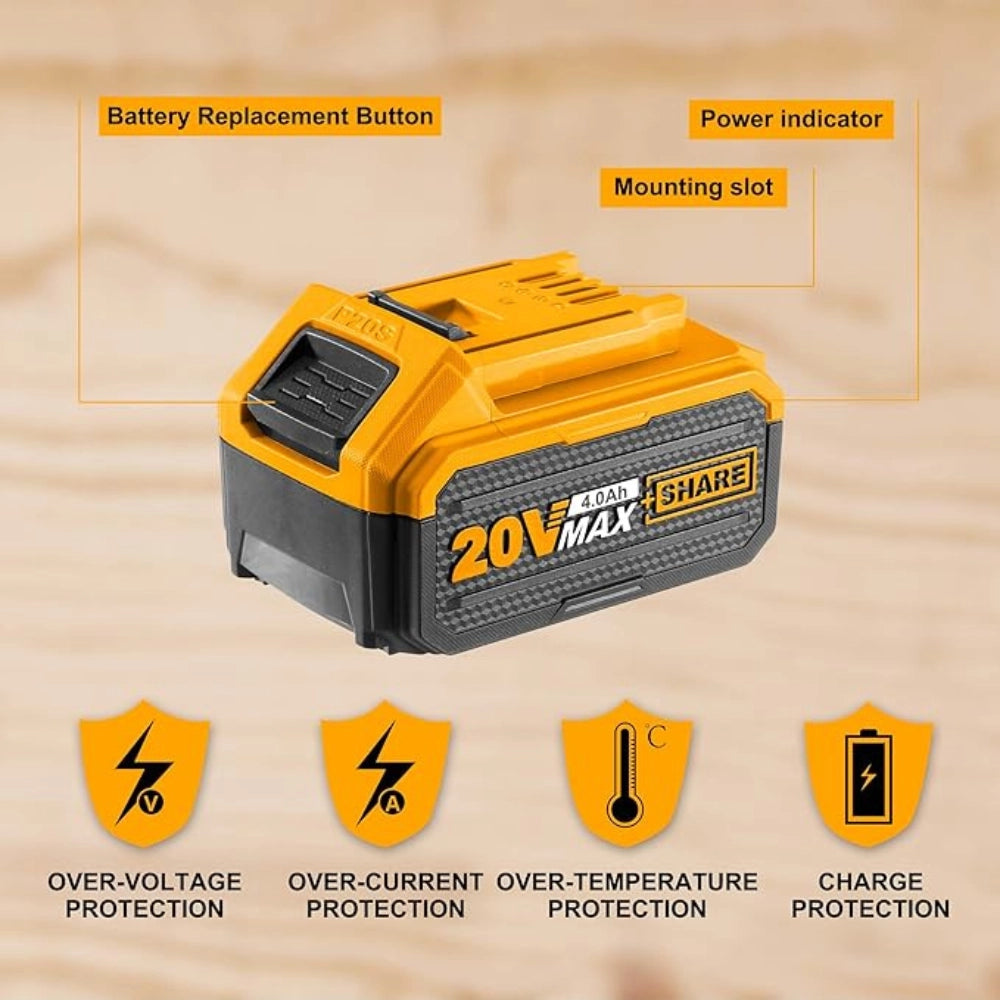 Batteria ioni litio 20v 4ah indicatore led potenza costante strumenti elettrici