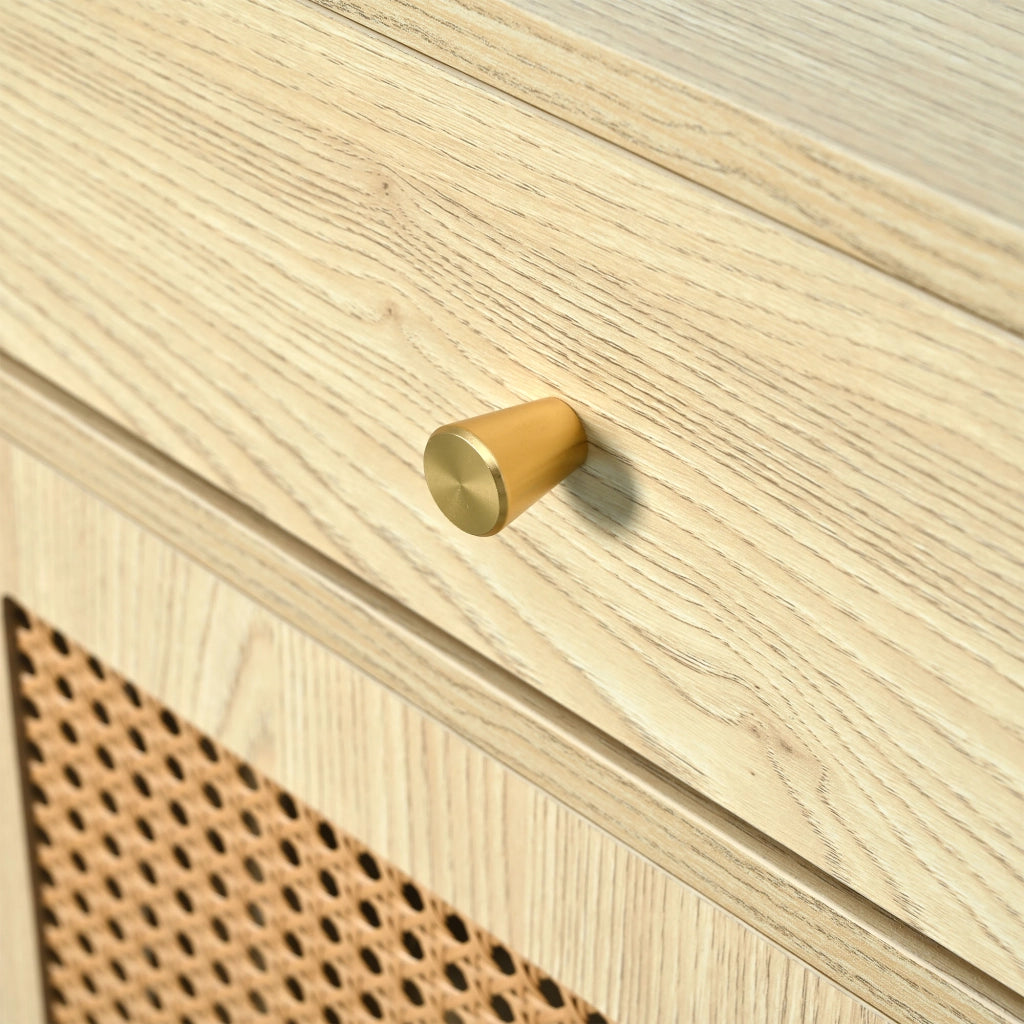 Credenza con 3 cassetti e 3 ante in MDF effetto quercia con ripiani regolabili e piedi alti 120 × 40 × 78 cm