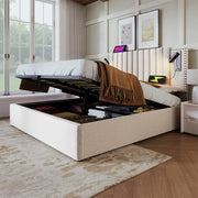 letto imbottito cotone beige 160 x 200 cm
