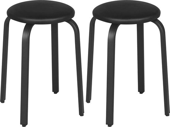 Set di 2 Sedili da Cucina con Sedia a Pieghezza - Nero - 29 x 47cm (B x H)