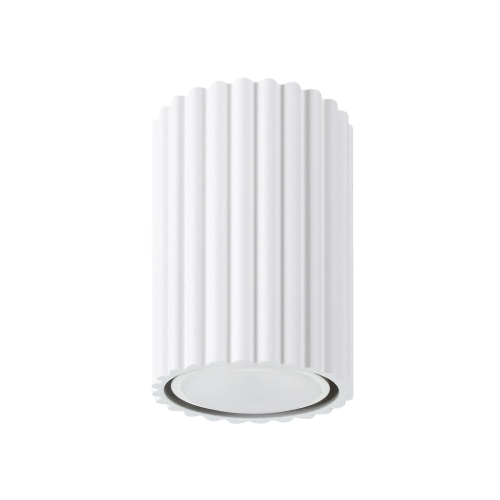 Spot soffitto moderno bianco tondo rigato 10cm GU10