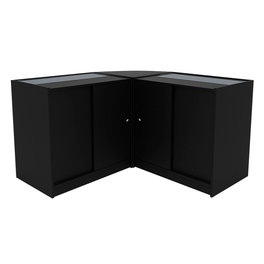 Set Bancone Nero Theseus LED B900 LM60 con Serratura e Vetrina Espositiva