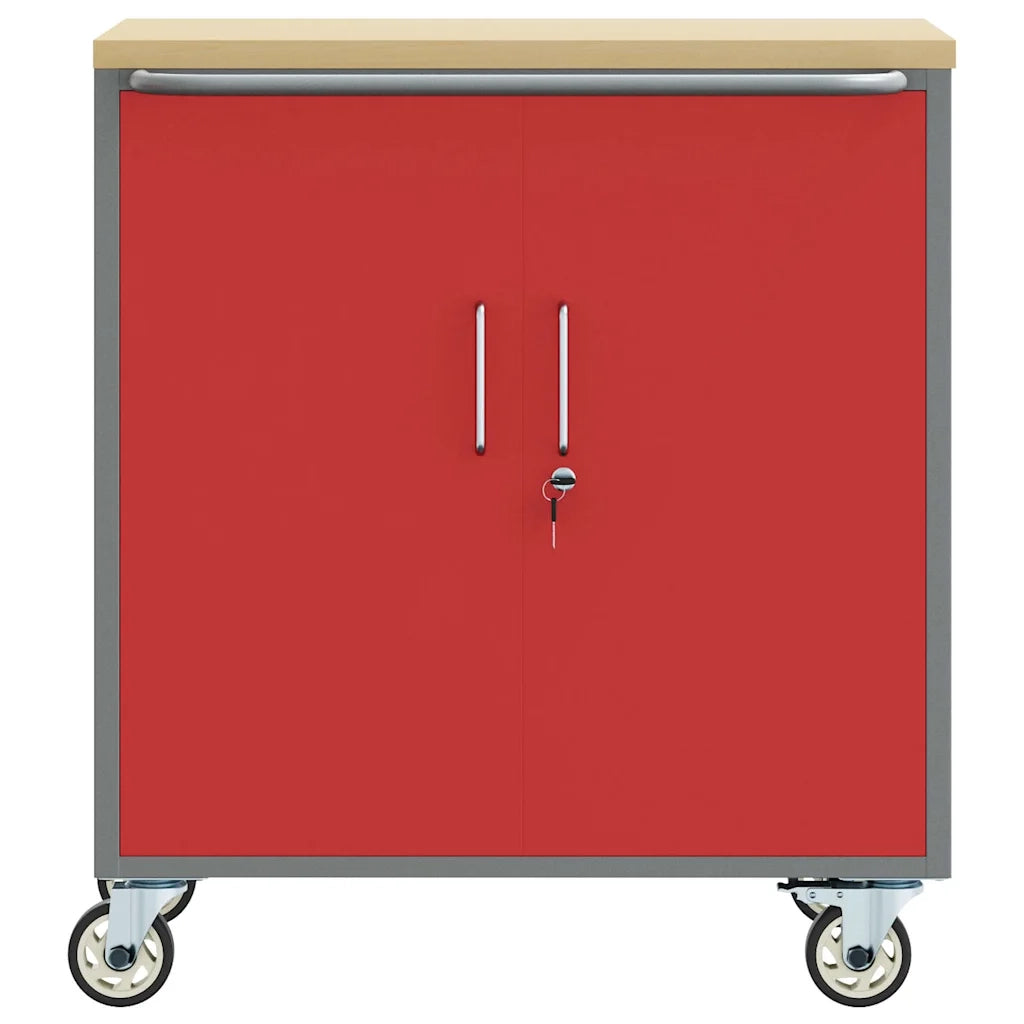 Banco da lavoro con lo scaffale Rosso e Grigio 75 x 45 x 85 cm CFW6426685