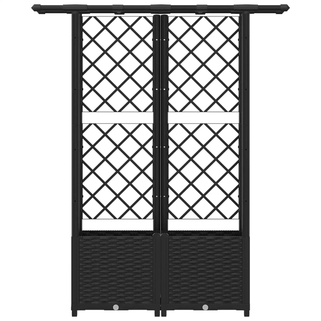 Letto Rialzato con Griglia e Tetto Nero 124,5 x 40 x 138 cm PP 42032542